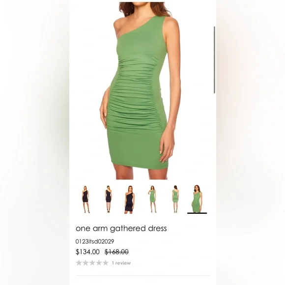 one arm gathered dress m / spearmint one arm gathered dress m / spearmint